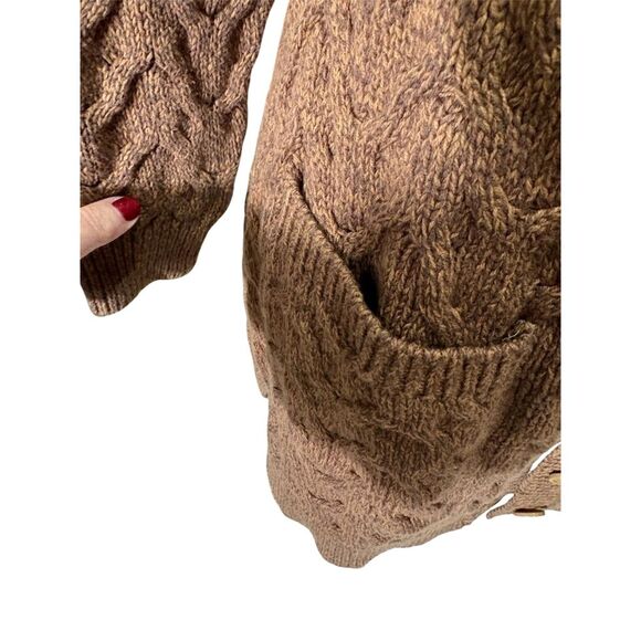 Denim & Co Women's M Brown Cable-Knit Cardigan Sweater - Picture 4 of 8